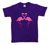 Fancy A Snuggle Flamingos in Love Making A Flamingo Heart Kids Girls T-Shirt Purple 12-14 Year Old