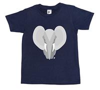 Fancy A Snuggle Geometric Elephant with Big Ears, Tusks & Trunk Kids Boys/Girls T-Shirt Navy Blue 3-4 Year Old