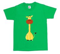 Fancy A Snuggle Geometric Long Neck Cute Patch Covered Giraffe Kids Boys/Girls T-Shirt Green 12-14 Year Old