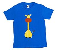 Fancy A Snuggle Geometric Long Neck Cute Patch Covered Giraffe Kids Boys/Girls T-Shirt Royal Blue 7-8 Year Old