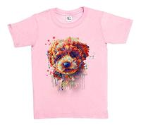 Fancy A Snuggle Girls Painted Abstract Puppy Dog T-Shirt Baby Pink 3-4 Years