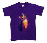 Fancy A Snuggle Girls Watercolour Abstract Cat T-Shirt Purple 9-11 Years