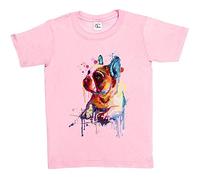 Fancy A Snuggle Girls Watercolour Splash French Bulldog Dog T-Shirt Baby Pink 9-11 Years