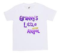 Fancy A Snuggle Granny's Grandma's Grandmother's Little Angel Kids Boy Girl Cotton Short White Sleeve T-Shirt - Size 9-11 Years