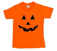 Fancy A Snuggle Halloween Pumpkin Face Scary Eyes Mouth Kids Boys/Girls T-Shirt Orange 7-8 Year Old