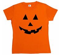 Fancy A Snuggle Halloween Pumpkin Face Scary Eyes Mouth Womens Boyfriend Fit T-Shirt Orange Medium