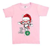 Fancy A Snuggle Ho Ho Ho Y'all! Funny Christmas Giraffe with Bauble Kids Boys/Girls T-Shirt Baby Pink 3-4 Year Old