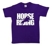 Fancy A Snuggle Horse Riding - Horse Jumping Silhouette Kids Boys/Girls T-Shirt Purple 9-11 Year Old