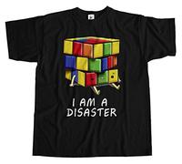 Fancy A Snuggle I Am A Disaster Rubix Cube Mens T-Shirt Black XXX-Large