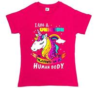 Fancy A Snuggle I Am A Unicorn Trapped in A Human Body Womens Boyfriend Fit T-Shirt Hot Pink S