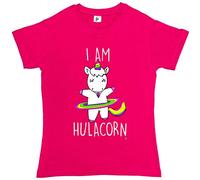 Fancy A Snuggle I Am Hulacorn Super Cute Unicorn Using Hula Hoop Womens Boyfriend Fit T-Shirt Hot Pink X-Large