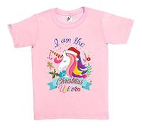 Fancy A Snuggle I Am The Christmas Unicorn Decorations Candy Cane Gingerbread Kids Girls T-Shirt Baby Pink 7-8 Year Old