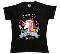 Fancy A Snuggle I Am The Christmas Unicorn Decorations Candy Cane Gingerbread Womens Boyfriend Fit T-Shirt Black L