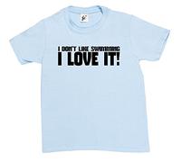 Fancy A Snuggle I Don't Like Swimming I Love It! Kids Boy Girl Cotton Short Sky Blue Sleeve T-Shirt - Size 5-6 Years