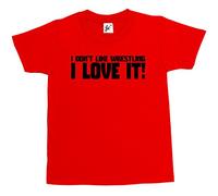 Fancy A Snuggle I Don't Like Wrestling I Love It! Kids Boy Girl Cotton Short Red Sleeve T-Shirt - Size 9-11 Years