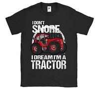 Fancy A Snuggle I Don't Snore I Dream I'm A Tractor Big Red Farm Mens T-Shirt Black X-Large