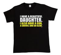 Fancy A Snuggle I Have A Beautiful Daughter I Also Have A Gun & Alibi Mens T-Shirt Large Black