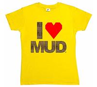 Fancy A Snuggle I Love Mud Raining Festival Camping Dance Concert Womens Boyfriend Fit T-Shirt Yellow Small