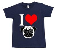 Fancy A Snuggle I Love Pugs - Heart Adore Wonderful Pug Dogs Kids Boys/Girls T-Shirt Navy Blue 7-8 Year Old