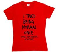 Fancy A Snuggle I Tried Being Normal Once. Worst 2 Minutes in My Life Womens Boyfriend Fit T-Shirt Red XX-Large