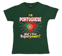 Fancy A Snuggle I'm Portuguese - What's Your Superpower? Womens Boyfriend Fit T-Shirt Bottle Green Medium