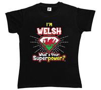 Fancy A Snuggle I'm Welsh - What's Your Superpower? Womens Boyfriend Fit T-Shirt Black X-Large