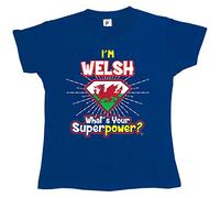 Fancy A Snuggle I'm Welsh - What's Your Superpower? Womens Boyfriend Fit T-Shirt Royal Blue Small