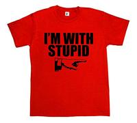 Fancy A Snuggle I'm with Stupid Funny Retro Red Mens Cotton Short Sleeve T-Shirt Size S