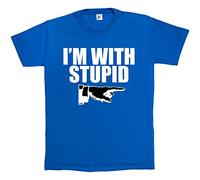 Fancy A Snuggle I'm with Stupid Funny Retro Royal Blue Mens Cotton Short Sleeve T-Shirt Size XL