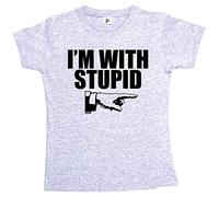 Fancy A Snuggle I'm with Stupid Funny Retro Womens Boyfriend Fit T-Shirt Heather Grey Medium