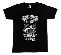 Fancy A Snuggle It Might Look Like I'm Listening But in My Head I'm Thinking About Fishing Kids Boys/Girls T-Shirt Black 9-11 Year Old