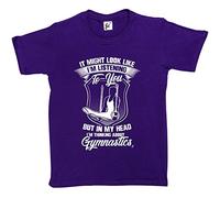 Fancy A Snuggle It Might Look Like I'm Listening But in My Head I'm Thinking About Gymnastics Kids Boys/Girls T-Shirt Purple 9-11 Year Old