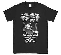 Fancy A Snuggle It Might Look Like I'm Listening But in My Head I'm Thinking About Skiing Mens T-Shirt Black Large