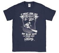 Fancy A Snuggle It Might Look Like I'm Listening But in My Head I'm Thinking About Skiing Mens T-Shirt Navy Medium
