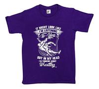 Fancy A Snuggle It Might Look Like I'm Listening But in My Head I'm Thinking About Wrestling Kids Boys/Girls T-Shirt Purple 5-6 Year Old