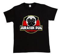 Fancy A Snuggle Jurassic Pug Dinosaur Cult Mens T-Shirt X-Large Black