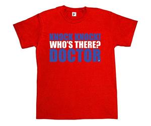 Fancy A Snuggle Knock Knock Who's There? Doctor G allifrey Mens T-Shirt Medium Red
