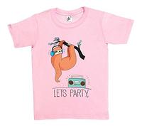 Fancy A Snuggle Let's Party Sloth Chilling Listening to Music Kids Boys/Girls T-Shirt Baby Pink 9-11 Year Old
