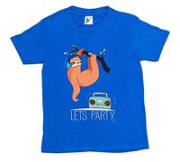 Fancy A Snuggle Let's Party Sloth Chilling Listening to Music Kids Boys/Girls T-Shirt Royal Blue 7-8 Year Old