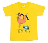 Fancy A Snuggle Let's Party Sloth Chilling Listening to Music Kids Boys/Girls T-Shirt Yellow 12-14 Year Old