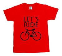 Fancy A Snuggle Let's Ride Cycle Bike Cycling Kids Boys/Girls T-Shirt Red 7-8 Year Old