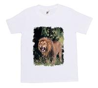 Fancy A Snuggle Lion Roar Kids Boy Girl Cotton Short White Sleeve T-Shirt - Size 3-4 Years
