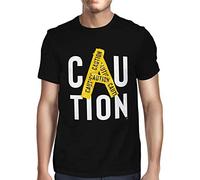 Fancy A Snuggle Mens Caution Tape T-Shirt Black X-Large