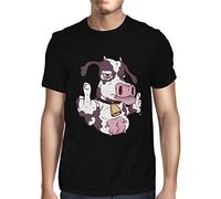 Fancy A Snuggle Mens Cow Giving Middle Finger T-Shirt Black XXXXX-Large