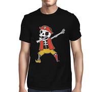 Fancy A Snuggle Mens Dabbing Skeleton Pirate T Shirt T-Shirt Black X-Large
