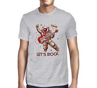 Fancy A Snuggle Mens Let's Rock Astronaut Rockstar T-Shirt Heather Grey XXXX-Large