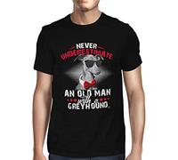 Fancy A Snuggle Mens Never Underestimate an Old Man with A Greyhound T-Shirt Black XXXXX-Large