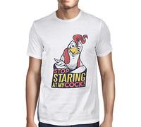 Fancy A Snuggle Mens Stop Staring at My Cock T-Shirt White X-Large