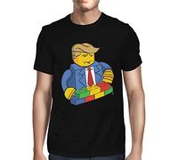 Fancy A Snuggle Mens USA President Border Wall Lego T-Shirt Black X-Large