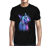 Fancy A Snuggle Mens Watercolour Abstract French Bulldog Dog T-Shirt Black Medium